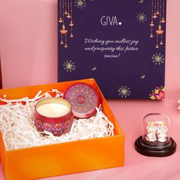 GIVA Silver Toned & Red 2Pcs 925 Sterling Silver Idol & Candle Gift Sets-image-58