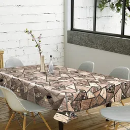 Dakshya Industries Brown Geometric Printed Waterproof Plastic 6-Seater Table Cover-image-47