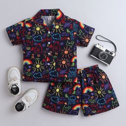 The Magic Wand Cotton Half Sleeve All over Printed Night Suit Set-image-7