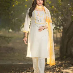 Anouk Women Floral Embroidered Regular Kurta with Trousers & With Dupatta-8