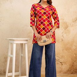 Mialo fashion Floral Printed V-Neck Kurti-image-26