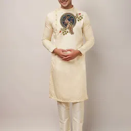 PulseIQ Men Ethnic Motifs Printed Mandarin Collar Kurta-47