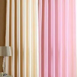 BELLA TRUE Cream & Pink 2 Pieces Black Out Long Door Curtains-image-34