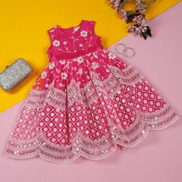 SAKA DESIGNS Girls Floral Embroidered Fit and Flare Dress-image-14