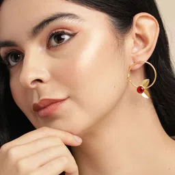 Anouk Gold Plated Beaded Contemporary Drop Earrings-90