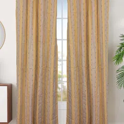 Dekor World Multicoloured Set of 2 Striped Window Curtain-15