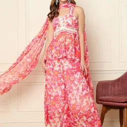 DEEBACO Floral Printed Top & Skirt With Dupatta Co-Ords-picture-15