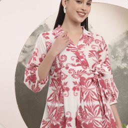Yufta Floral Print Puff Sleeve Cotton Peplum Top-image-76