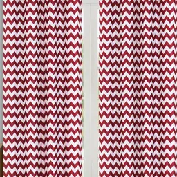 Aura White & Maroon Set of 4 Geometric Door Curtain-17