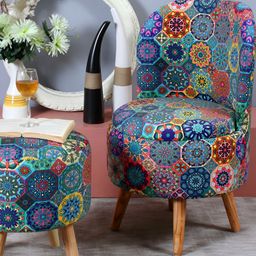 Shadowkart 2 Pcs Blue & Green Printed Pouffes Ottomans-22