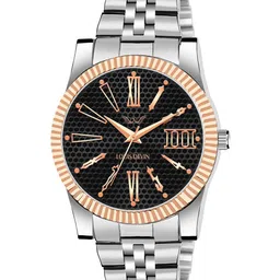 LOUIS DEVIN Men Brass Embellished Dial & Stainless Steel Bracelet Style Straps Analogue Watch LD-CP059-BLK-30