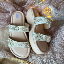 FUCHSIA BY AASHKA MEHTA Textured Leather Wedge Sandals-picture-16