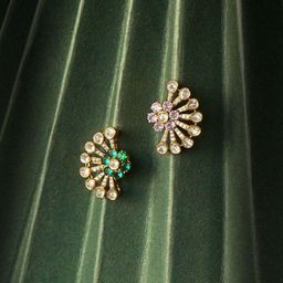 Polki Stories By Raniwala Sunburst Polki Stud Earrings-image-25
