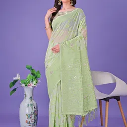 Panzora Woven Design Zari Linen Blend Saree-picture-13