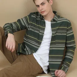 StitchX Men Striped Double Pocket Overshirt-image-98