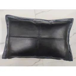 NOORA Black Leather Rectangle Cushion Covers-image-43