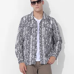 The Indian Garage Co Abstract Printed Cutaway Collar Casual Shirt-image-0