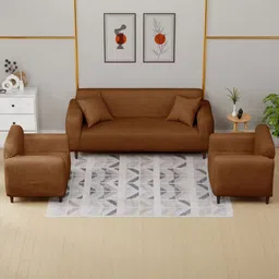 Myntra Elegant Homes Beige Self Design Jacquard 5 Seater Sofa Cover With Arms-image-44