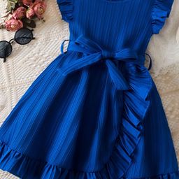 YK Flutter Sleeve Fit & Flare Dress-13