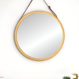 Home Centre Reflection Brown Bamboo Round Hanging Wall Mirror-31
