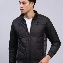 Monte Carlo Men Mock Collar Solid Casual Padded Jacket-28