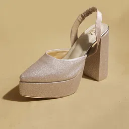 TIESTA Women Textured Pointed Toe Giitter pumps-image-6