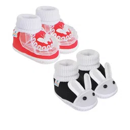 NESKA MODA 0 To 6 Months Set of 2 Pair Newborn Baby Unisex Soft Skin-Friendly Cotton Rabbit Booties-6