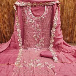 Rangtulika Ethnics Embroidered Georgette Unstitched Dress Material-image-30