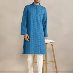 Fabindia Men Striped Daily Cotton Straight Kurta-picture-6