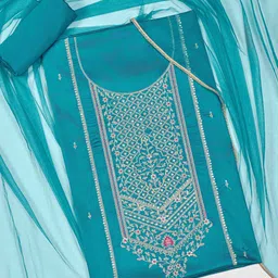Inddus Ethnic Motifs Sequinned Embroidered Unstitched Dress Material-picture-14
