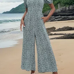 DressBerry Floral Printed Smocked Basic Jumpsuit-picture-11