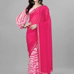 limtd Zari Pure Georgette Block Print Saree-5