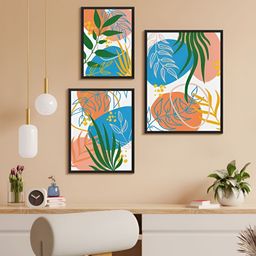 999Store White & Green 3 Piece Paper Floral and Botanical Wall Paintings-image-62