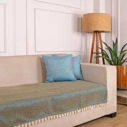 STITCHNEST Brown Solid Other 1 Piece Sofa Cover-32