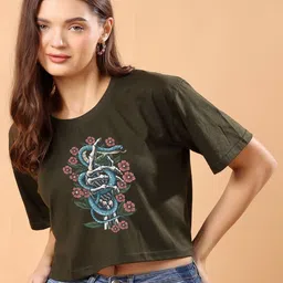 SWIFTLY Women Typography Printed Extended Sleeves Bio Finish T-shirt-image-27