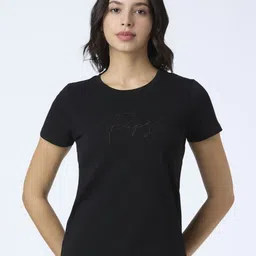 Pepe Jeans Women Solid Round Neck Pure Cotton T-shirt-image-5