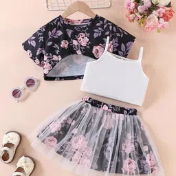 YK Girls Floral Printed Pure Cotton Top & Skirt-picture-20