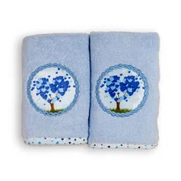 Myntra Elegant Homes 2 Pieces Blue & White Love Tree Printed Cotton 500 GSM Hand Towels-image-89