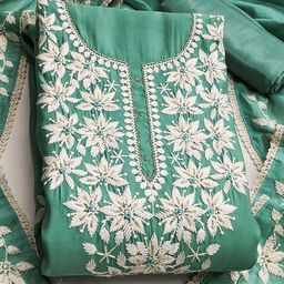 HERE&NOW Embellished Roman Silk Unstitched Dress Material-image-14
