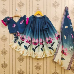 BAESD Girls Printed Mukaish Foil Print Ready to Wear Lehenga & Blouse With Dupatta-picture-37