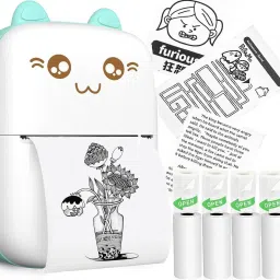 BAWALY Bluetooth Pocket Printer for Kids Prints Picture with 5 Roll of paper Mini Thermal Printer-25