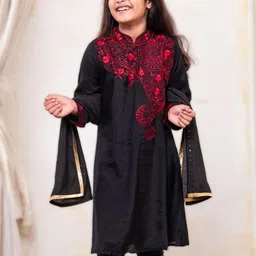 Tura Turi Girls Black Art Silk Kurta Sets-picture-29