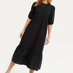 Raiyani Enterprise Women Round Neck Fit & Flare Midi Dress-picture-36