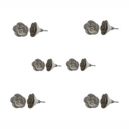 Indianshelf 6-Pcs Cream Colored Ceramic Rose Flower Knobs-1