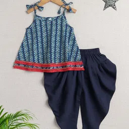 The Magic Wand Girls Ethnic Motifs Printed Regular Pure Cotton Kurta with Dhoti Pants-picture-11
