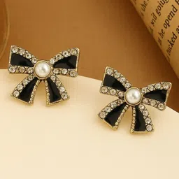 DressBerry Cubic Zirconia Stones Studded & Pearls Beaded Quirky Studs-1