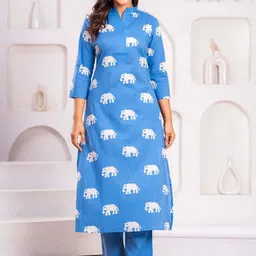 AUTUMN LANE Elephant Printed Pure Cotton Kurta With Trouser-picture-49