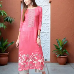 Pannkh Floral Printed Round Neck Straight Kurta-16