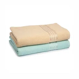 Himeya Blue & Beige 2 Pieces Pure Cotton 380 GSM Bath Towels-picture-11