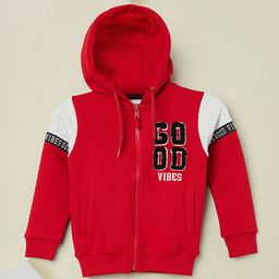 max Boys Printed Hooded Front-Open Sweatshirt-image-60
